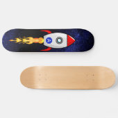 Skateboard fusée spatiale et monogramme sur galaxie (Horz)