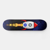 Skateboard fusée spatiale et monogramme sur galaxie (Horz)