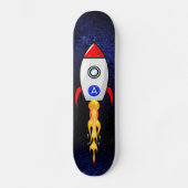 Skateboard fusée spatiale et monogramme sur galaxie (Recto)