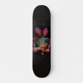 Skateboard Fusion d'art à l'étreinte de squelette néon (Devant)