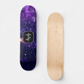 Skateboard Galaxie abstraite violet ultra violet Monogramme (Recto)