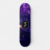 Skateboard Galaxie abstraite violet ultra violet Monogramme (Devant)