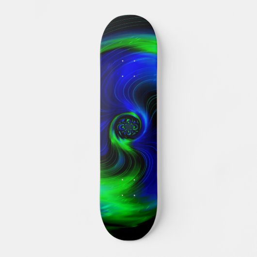 Skateboard Galaxie bleue et verte (Recto)