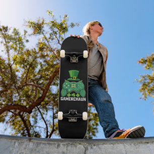 Skateboard Gamerchaun Joueur Jeux de jeux Saint-Patrick
