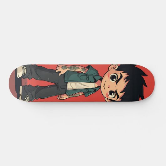 Skateboard Garçon aux tatouages style cartoon (Horz)