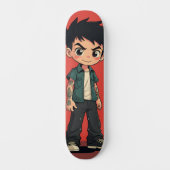 Skateboard Garçon aux tatouages style cartoon (Recto)