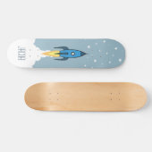 Skateboard Garçon nommé personnalisé bleu d'espace (Horz)