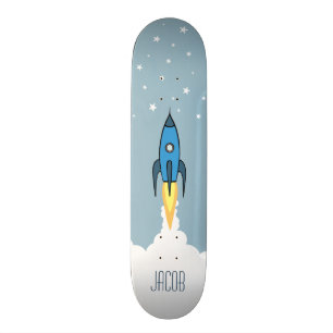 Skateboard Garçon nommé personnalisé bleu d'espace