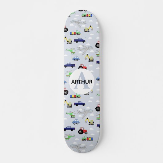 Skateboard Garçons Cool Bleu Moderne Transport Voiture Motif (Devant)