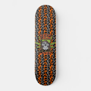 Skateboard Gardez votre calme et fumez de l'herbe crâne rasta