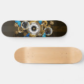 Skateboard Gears of Steampunk and Blue Butterflies (Horz)