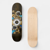 Skateboard Gears of Steampunk and Blue Butterflies (Recto)