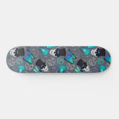 Skateboard Gears Steampunk Crânes et papillons Gris (Horz)