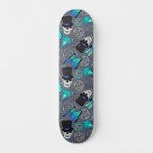 Skateboard Gears Steampunk Crânes et papillons Gris (Recto)