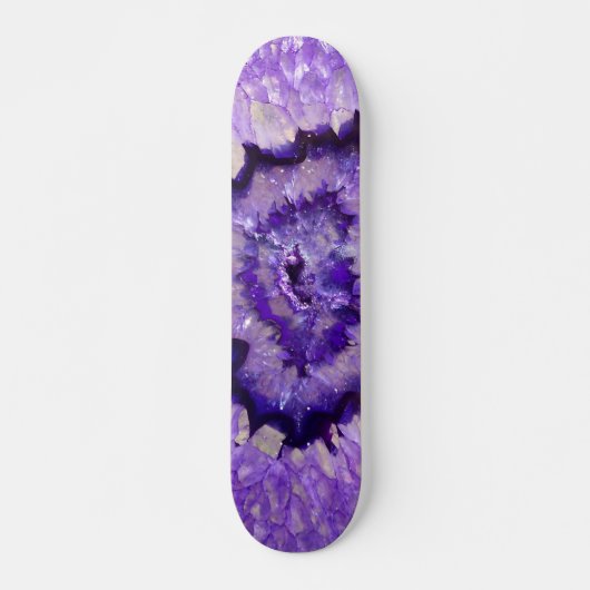Skateboard Géode d'agate violet tombé (Devant)