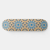 Skateboard Geometric Moroccan Tile & Orange Pattern (Horz)