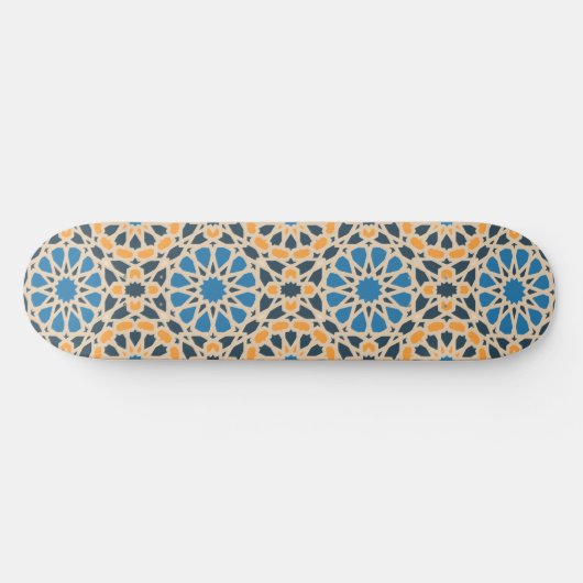 Skateboard Geometric Moroccan Tile & Orange Pattern (Horz)