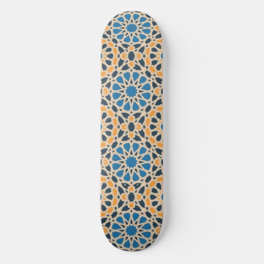 Skateboard Geometric Moroccan Tile & Orange Pattern (Recto)