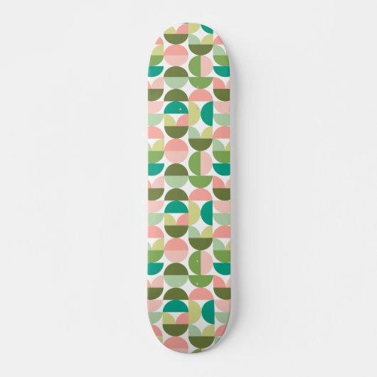Skateboard Géométrique Moderne Vert & Pêche (Devant)