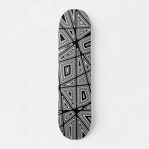 Skateboard Géométrique - Noir sur bois