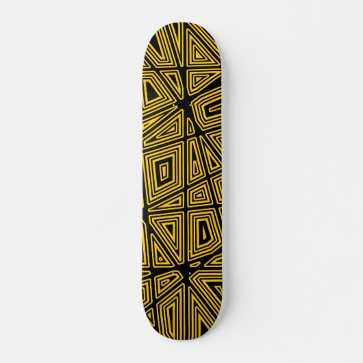 Skateboard Géométrique - Noir sur orange (Devant)