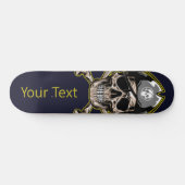 Skateboard | Gepersonaliseerde zwarte schedel (Horizontaal)