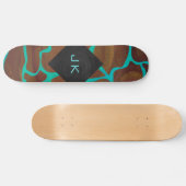 Skateboard Girafe Brun et Imprimé sarcelle (Horz)