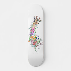 Skateboard Girafe de bouquet coloré - Dessin moderne