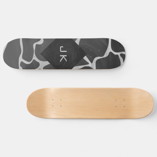 Skateboard Girafe Noir et Monogramme Gris Clair (Horz)