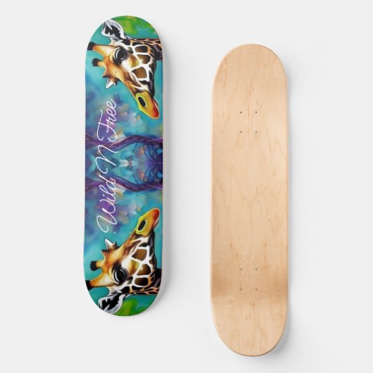 Skateboard Giraffe en couleur (Recto)