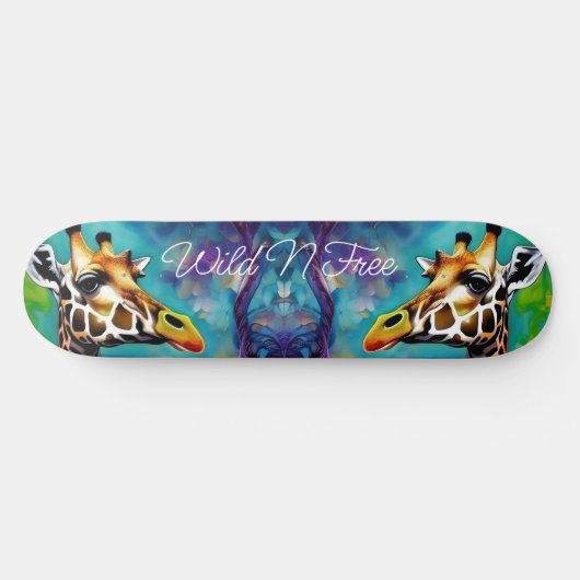 Skateboard Giraffe en couleur (Horz)