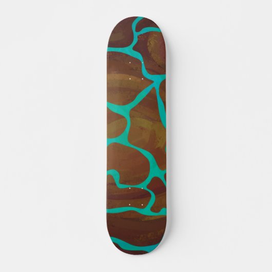 Skateboard Giraffe Impression Brown et Turquoise (Devant)