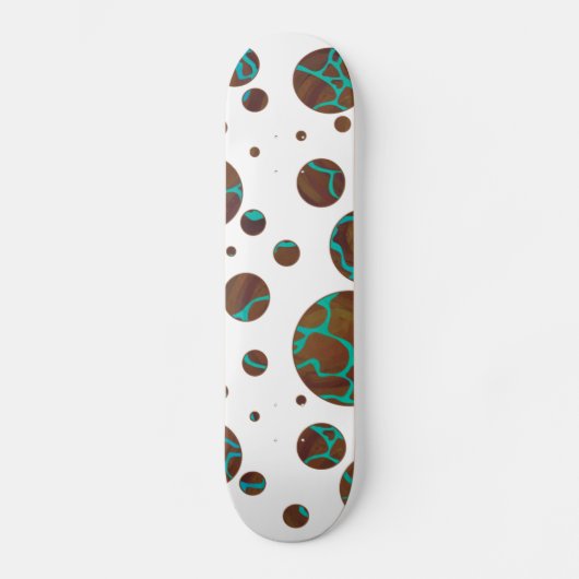 Skateboard Giraffe Impression Brown et Turquoise (Recto)