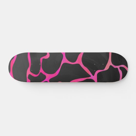 Skateboard Giraffe rose chaude et noire (Horz)
