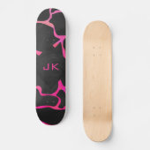 Skateboard Giraffe rose chaude et noire (Recto)