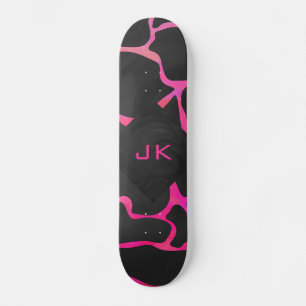 Skateboard Giraffe rose chaude et noire