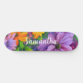 Skateboard Girl Motif violet fleurs florales (Horz)