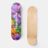 Skateboard Girl Motif violet fleurs florales (Recto)