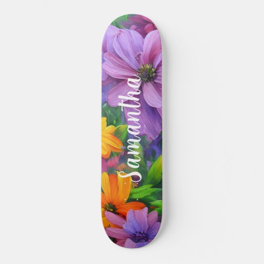 Skateboard Girl Motif violet fleurs florales (Recto)