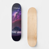 Skateboard Girl Purple Midnight Sky Tree Nom personnalisé (Recto)