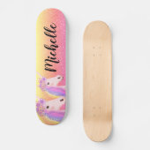 Skateboard Girl Unicorn Rainbow Parties scintillant Enfants p (Recto)