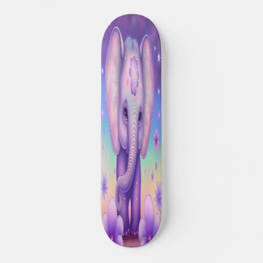 Skateboard Girly baby paarse olifant (Voorkant)