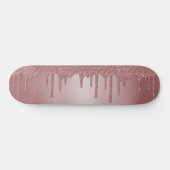 Skateboard Girly Cool Pink Rose Gold Glitter Sparkle Drips (Horz)