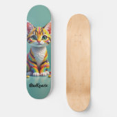 Skateboard Girly Cute Colorful Margay Candy Cat (Recto)