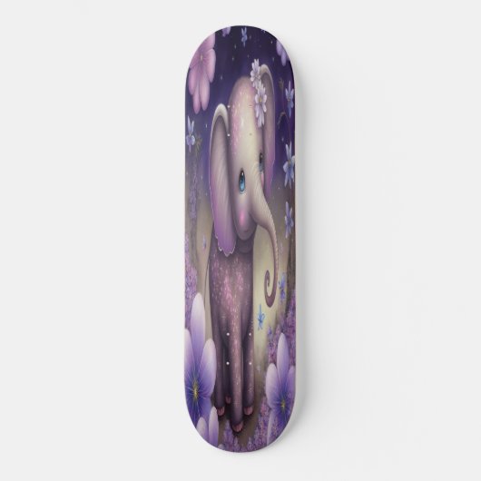 Skateboard Girly doux bébé violet éléphant (Recto)
