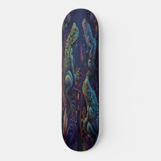 Skateboard Girly mignonne Purple Gold Grenouilles  (Recto)