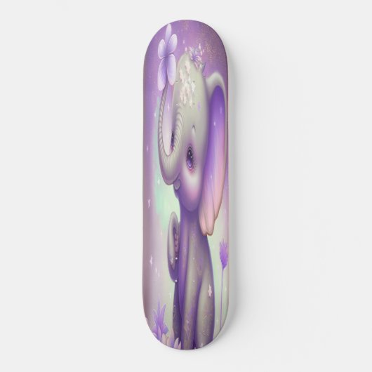 Skateboard Girly-mooie paarse baby-olifant (Voorkant)