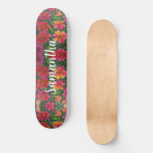 Skateboard Girly Pattern Red sinaasappel Floral bl (Voorkant)
