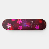 Skateboard Girly Pink Floral Custom Personalized Name (Horz)