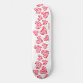 Skateboard Girly Pink Red Modern Love Hearts Nom personnalisé (Recto)